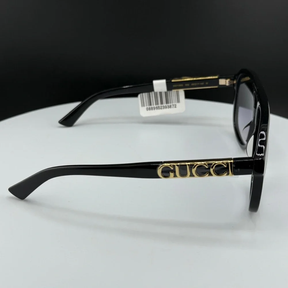 Gucci Black Sunglasses with Gold Logo Accent